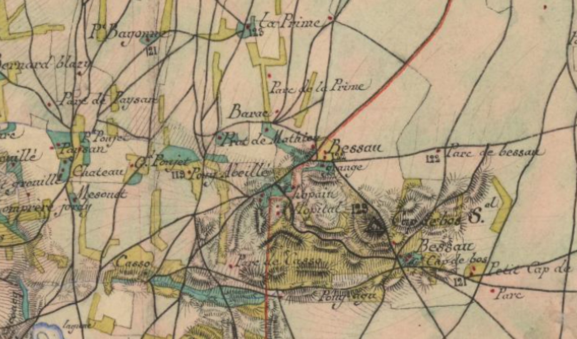 carte de Cassini commanderie de Bessaut.png